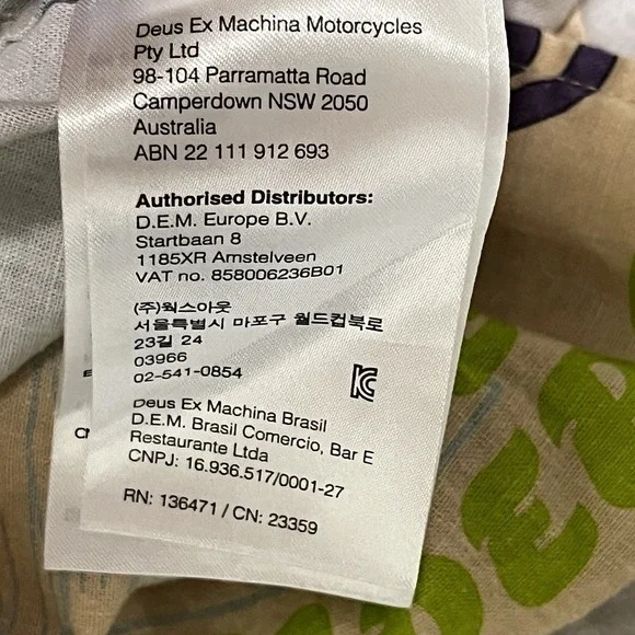 Deus Ex Machina Customs Super OK Hawaiian Shirt Riders Hemp Men's Size Small S - Picture 9 of 14